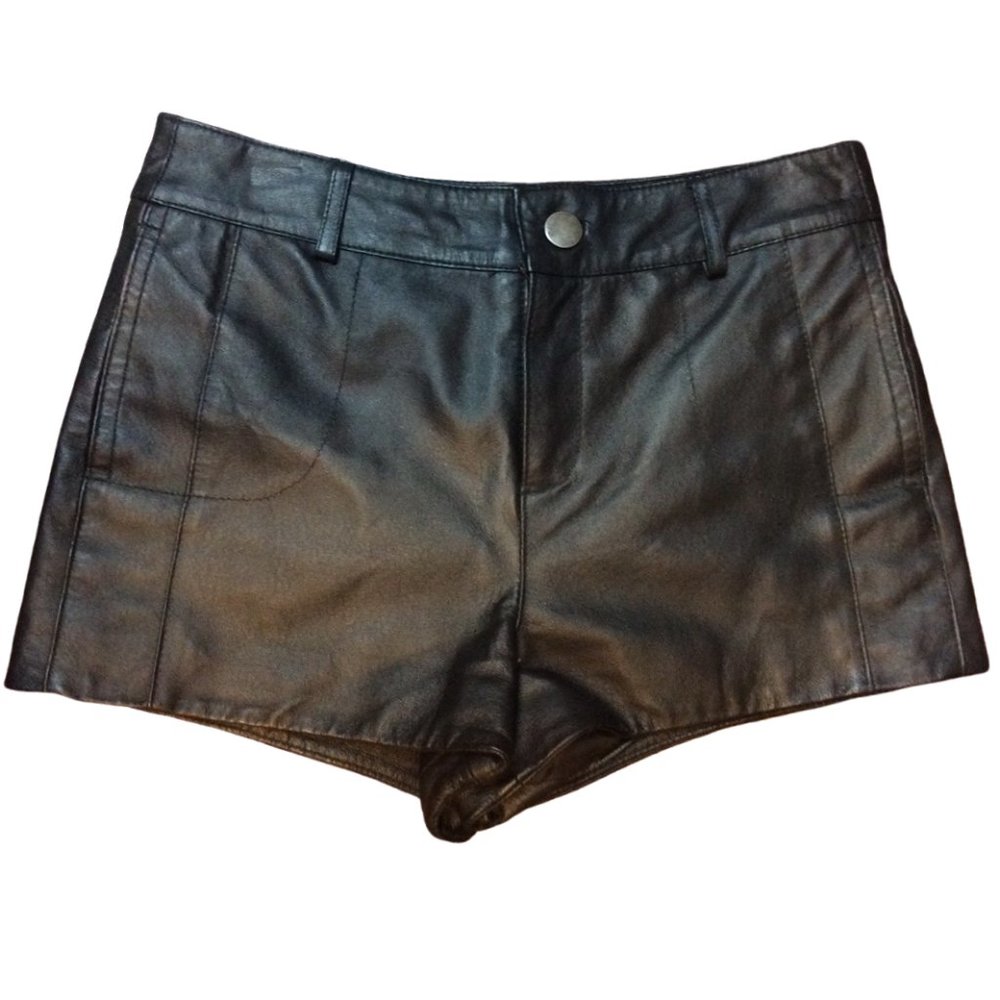 Asos Sz 2 Faux Black Leather Short